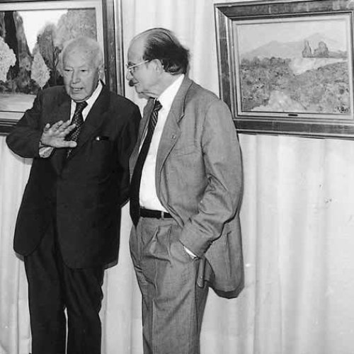 José Valverde y Joaquín Martínez Bjorkman en una exposición de Botí celebrada en Córdoba en 1983.
