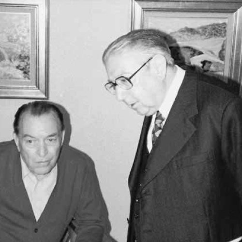 Con J. Bernier en la exposición Tiempo y espíritu en dos artistas cordobeses, celebrada como homenaje a ambos en la Galería Studio (Córdoba). 1983.