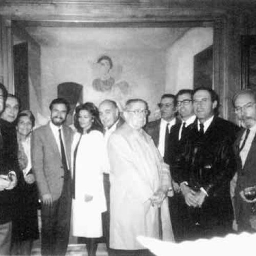 Con Juan Barranco, Alcalde de Madrid, la nieta de Vázquez Díaz y discípulos de Don Daniel Vázquez Díaz, 1986.